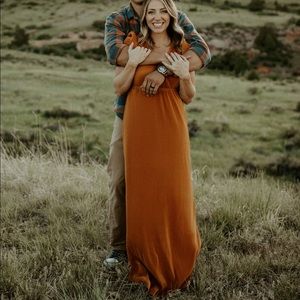 Athena Saffron Pleated Maxi Dress